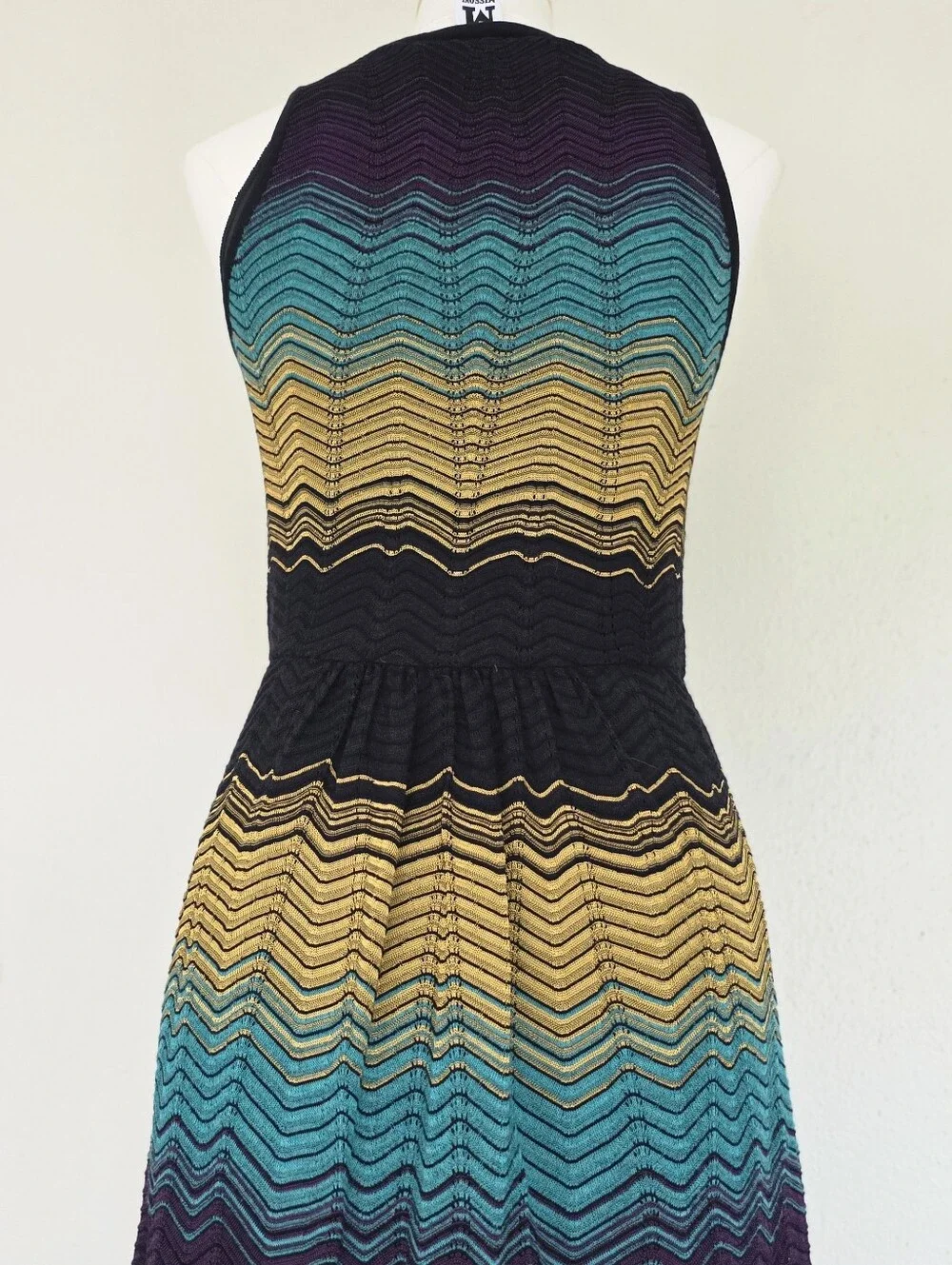 Vtg Missoni M Chevron Zig-Zag Sleeveless Knit Dress Colorblock Size IT 44 - Picture 4 of 12